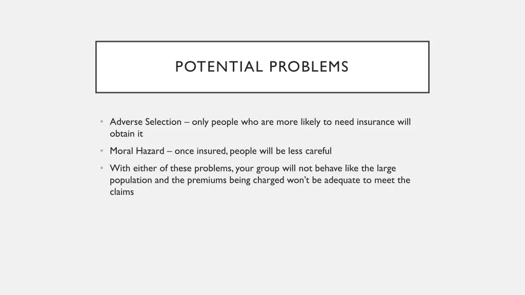 potential problems