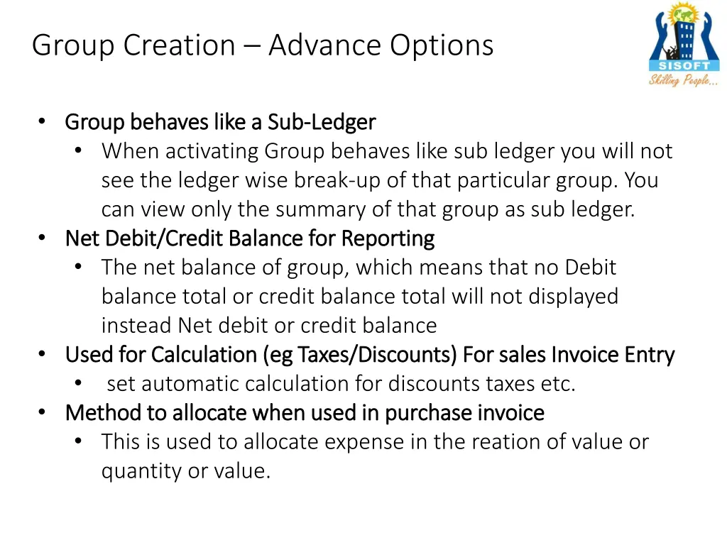 group creation advance options