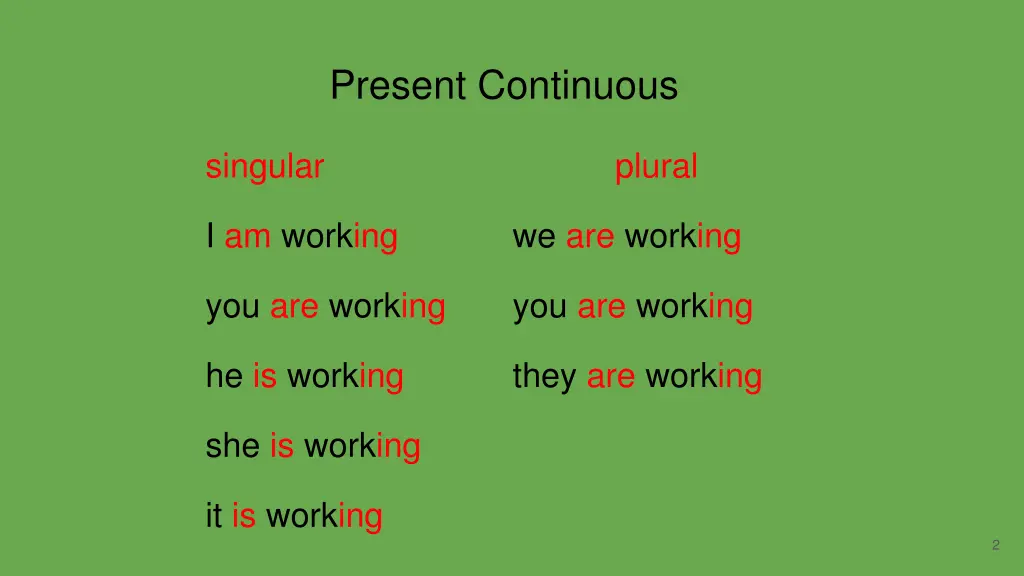 present continuous