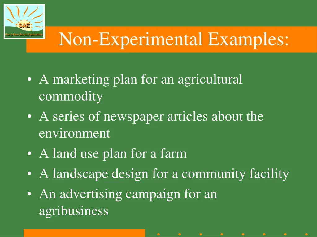 non experimental examples