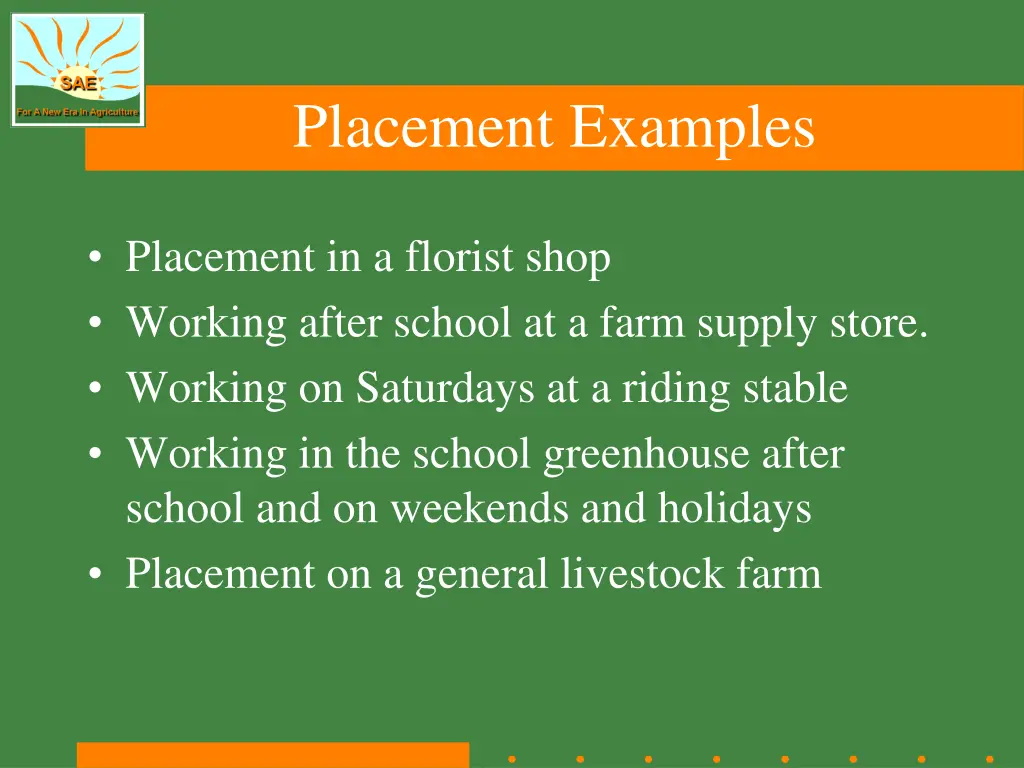 placement examples