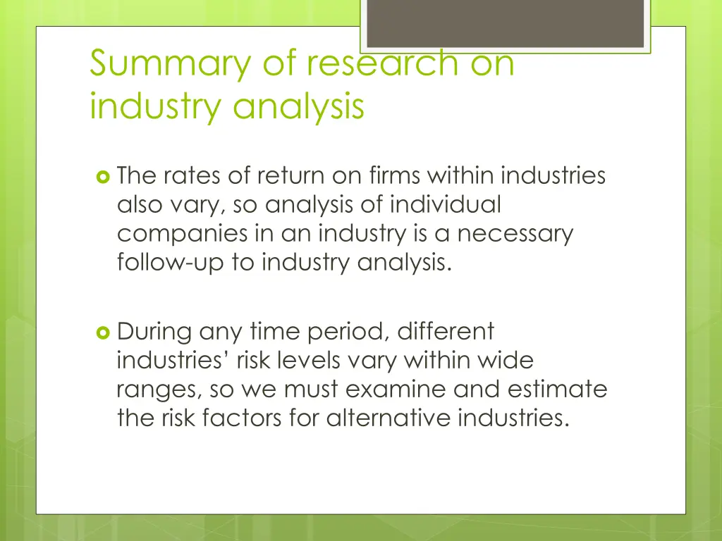 summary of research on industry analysis 1