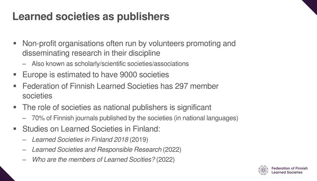 learned societies as publishers