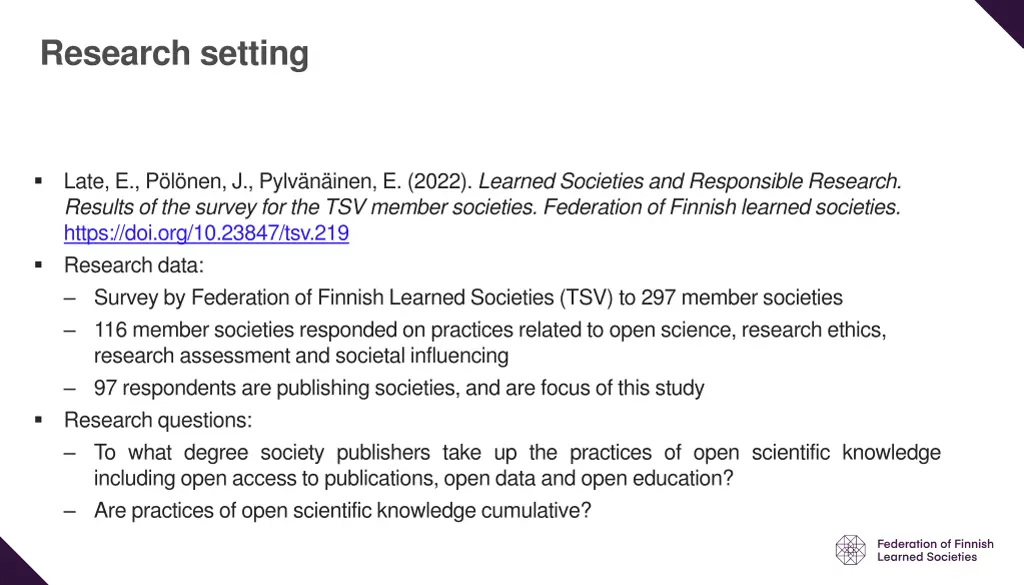 research setting
