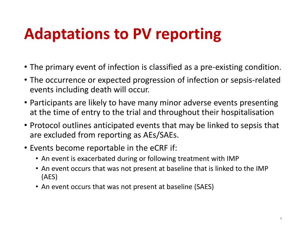 adaptations to pv reporting