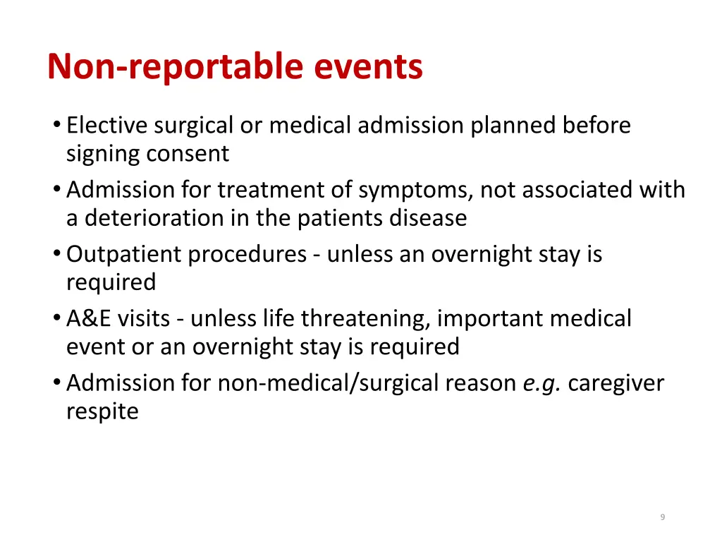 non reportable events
