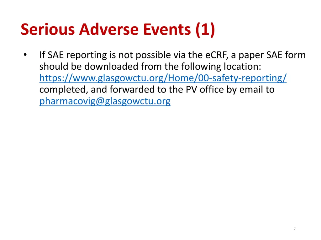 serious adverse events 1
