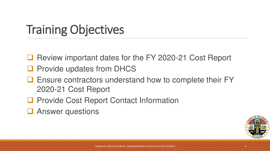 training objectives training objectives