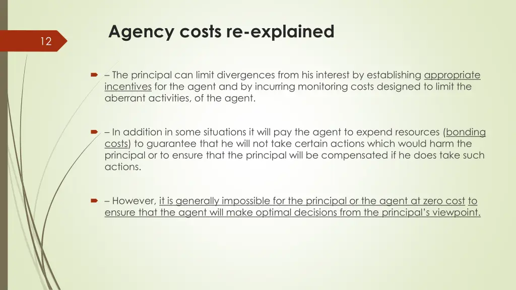 agency costs re explained
