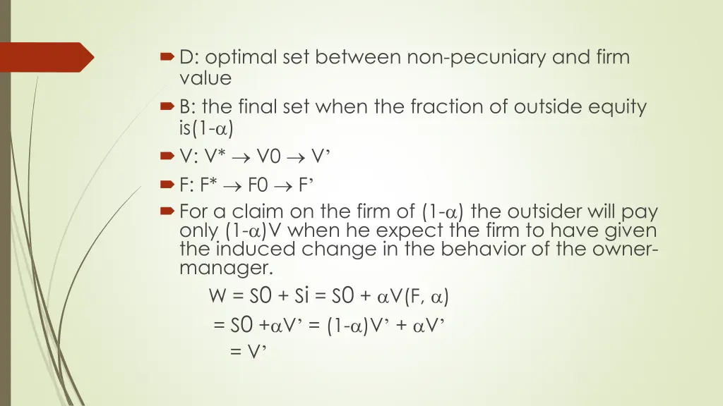 d optimal set between non pecuniary and firm