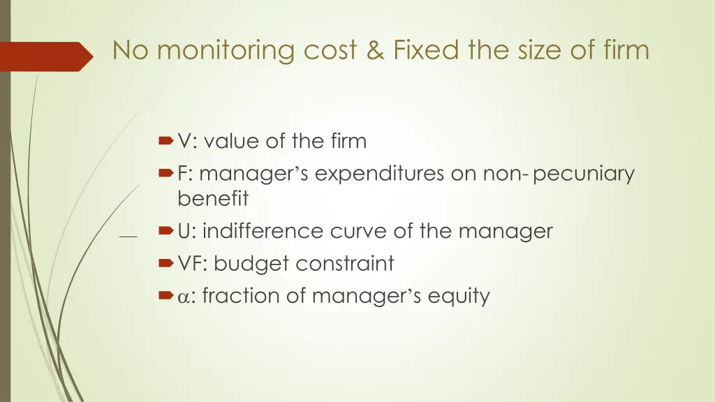 no monitoring cost fixed the size of firm