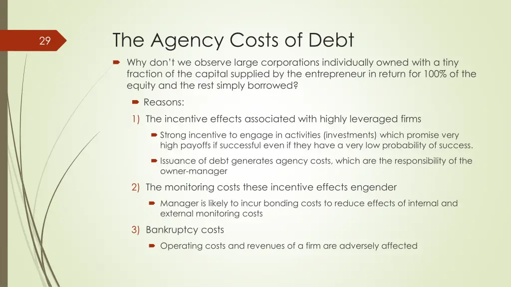 the agency costs of debt
