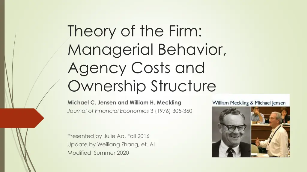 theory of the firm managerial behavior agency