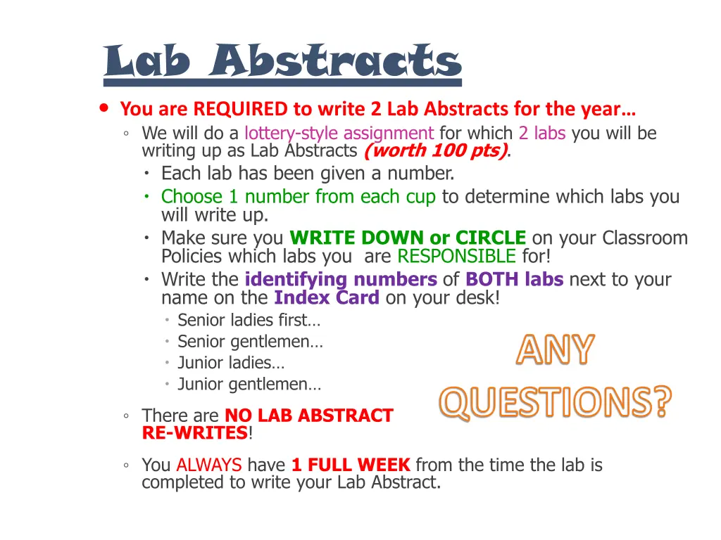 lab abstracts you are required to write 1