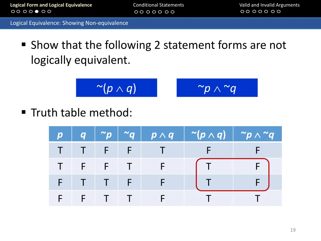 logical form and logical equivalence 18