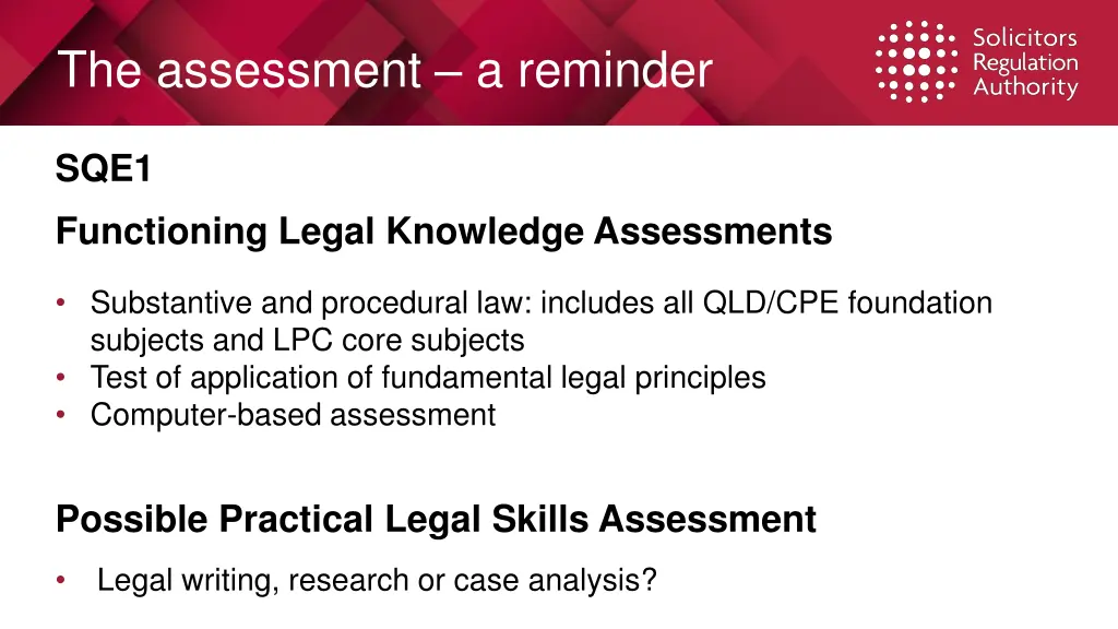 the assessment a reminder