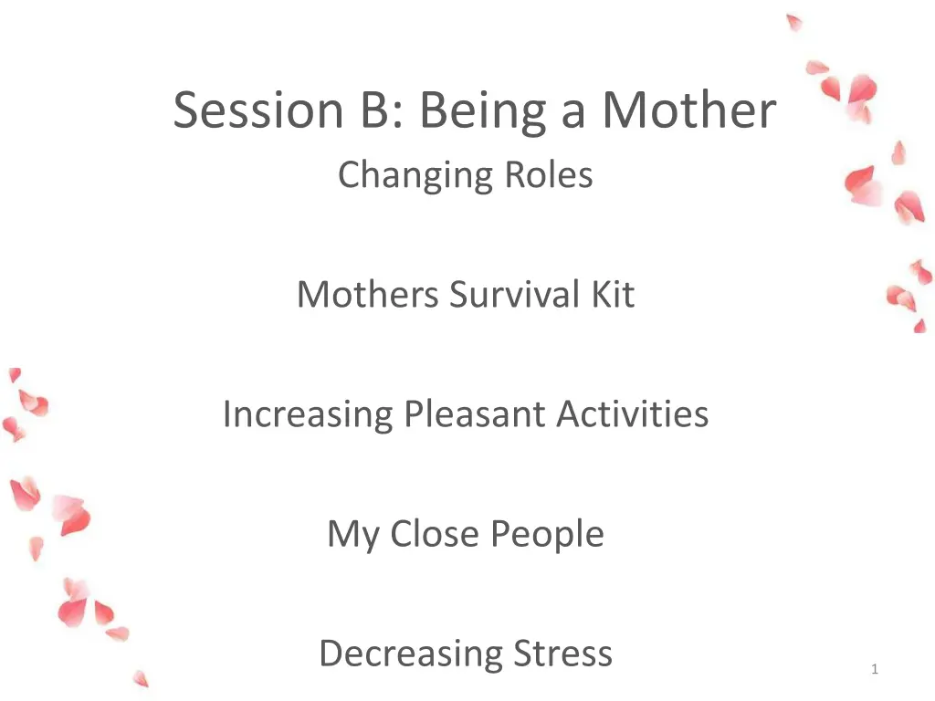 session b being a mother changing roles