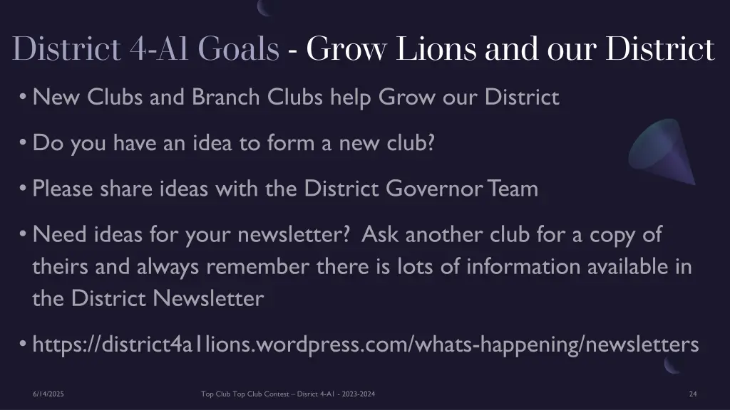 district 4 a1 goals grow lions and our district 1