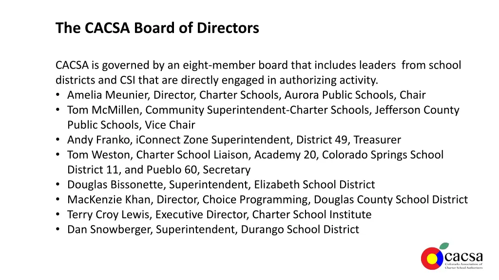 the cacsa board of directors