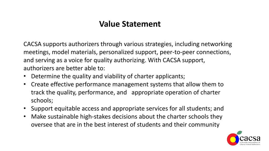 value statement