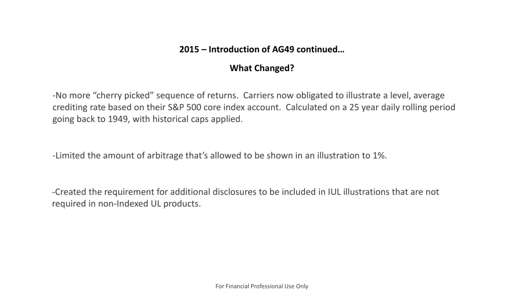 2015 introduction of ag49 continued