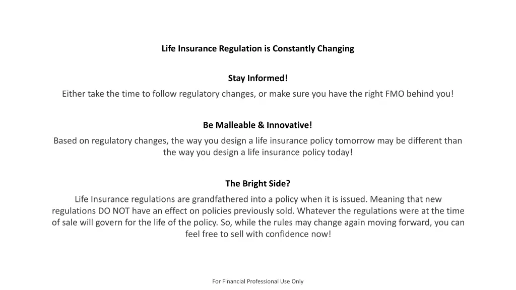 life insurance regulation is constantly changing