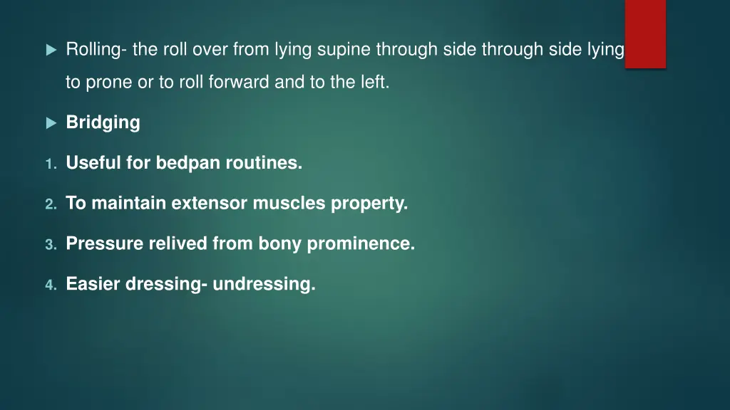 rolling the roll over from lying supine through
