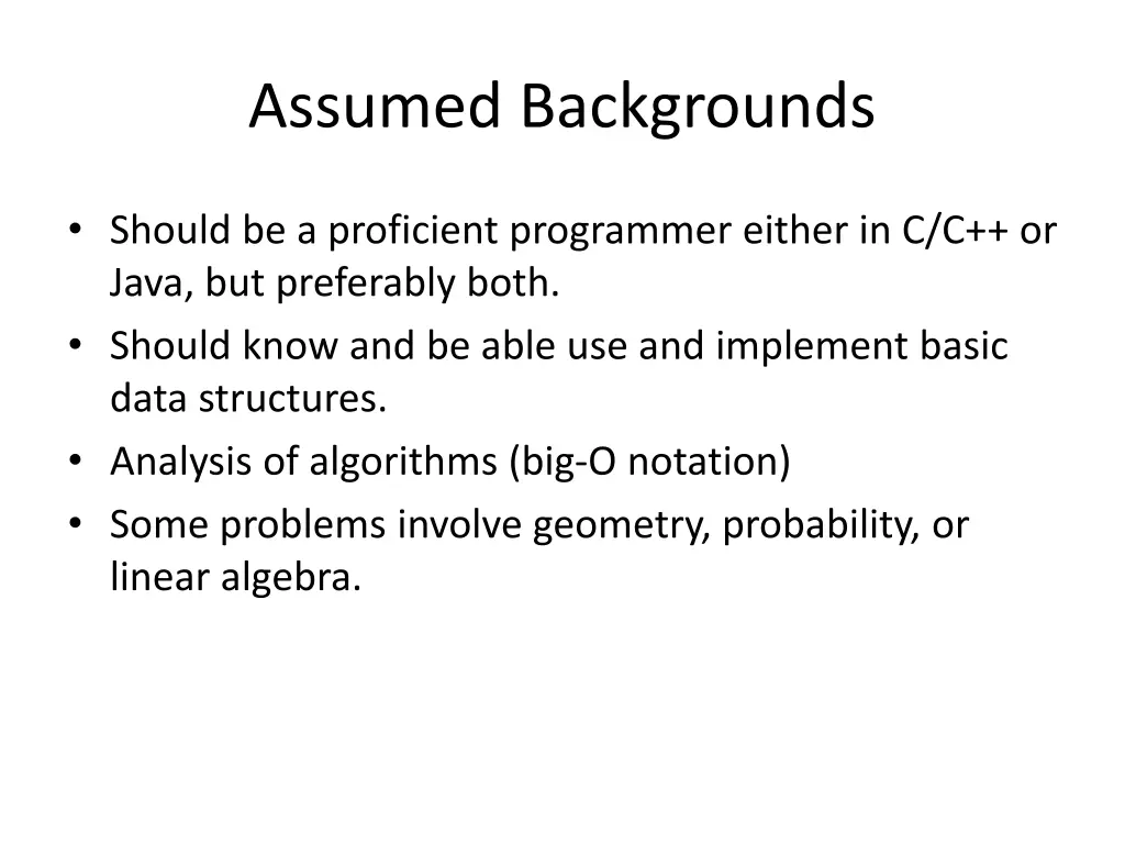 assumed backgrounds