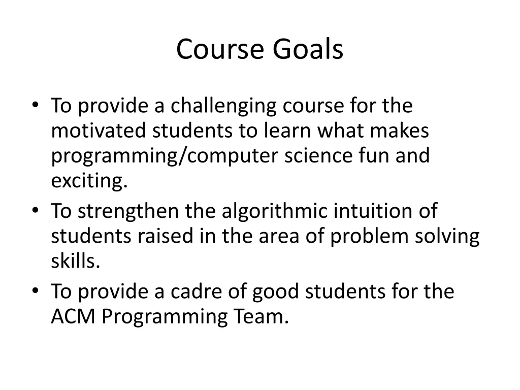 course goals