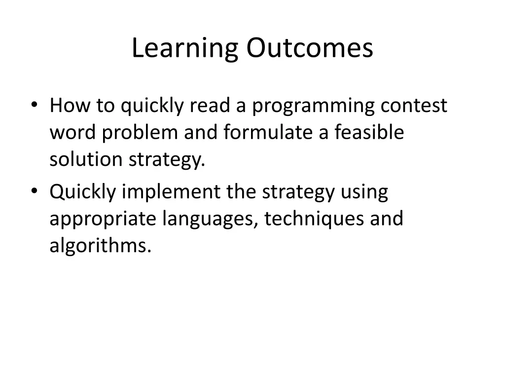 learning outcomes
