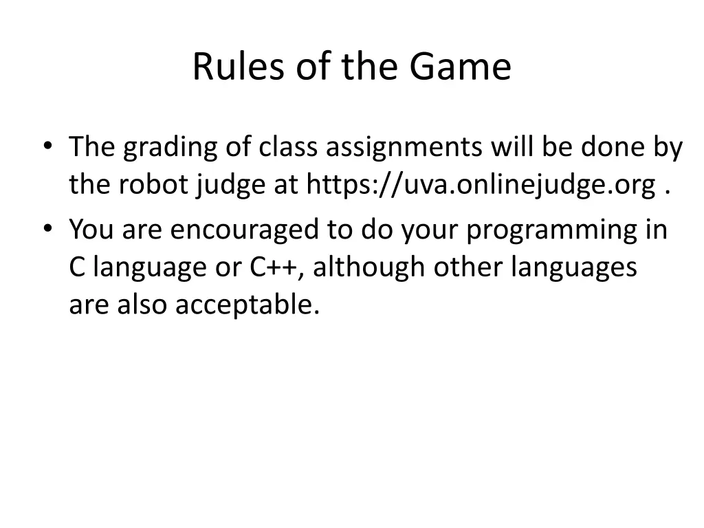 rules of the game 1