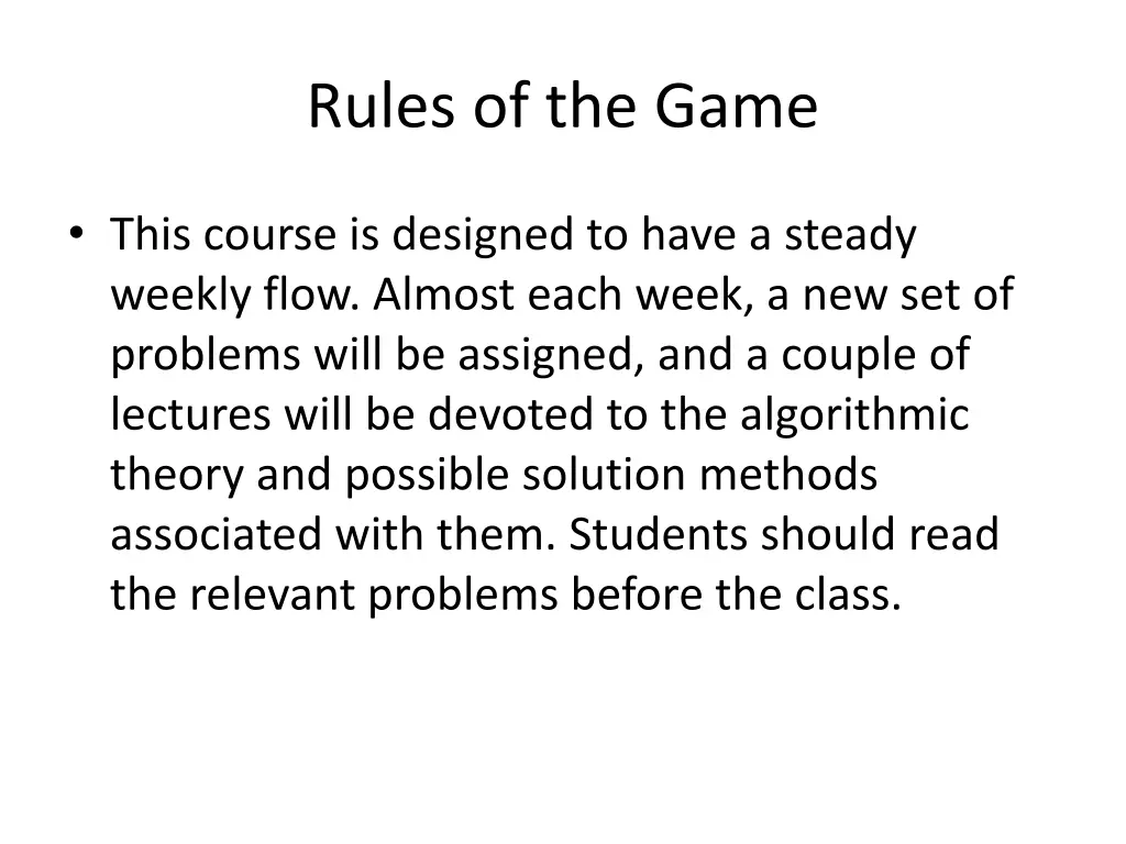 rules of the game
