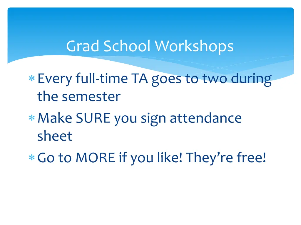 grad school workshops