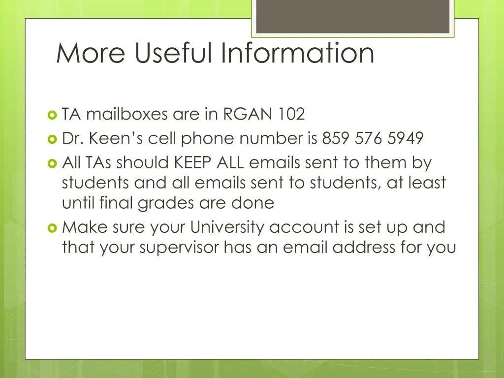 more useful information