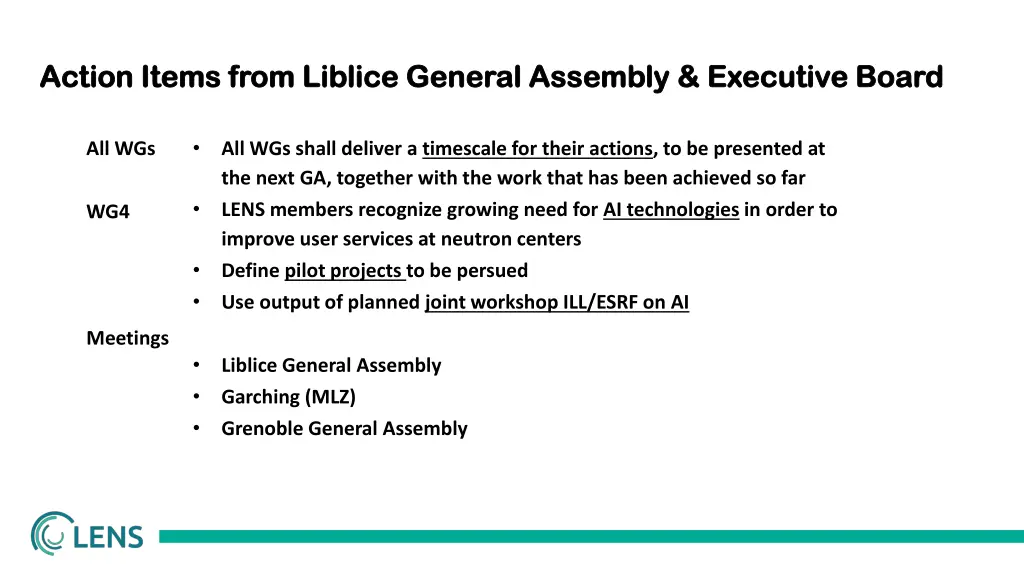 action items from action items from liblice