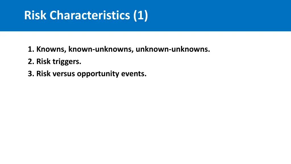 risk characteristics 1