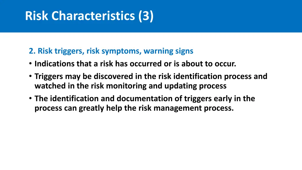 risk characteristics 3