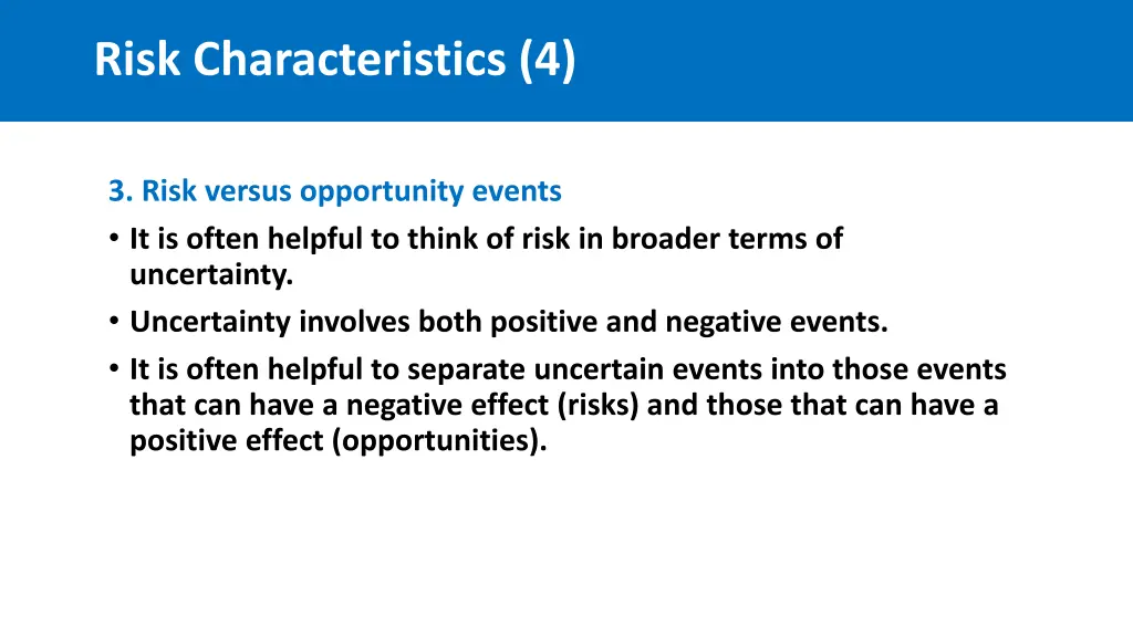 risk characteristics 4