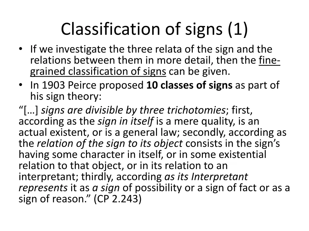 classification of signs 1 if we investigate