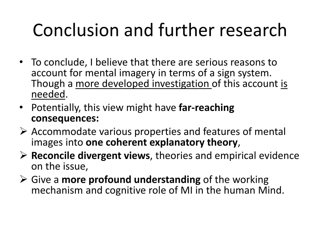 conclusion and further research