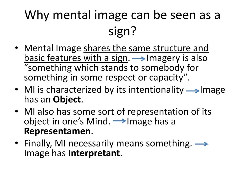 why mental image can be seen as a sign mental