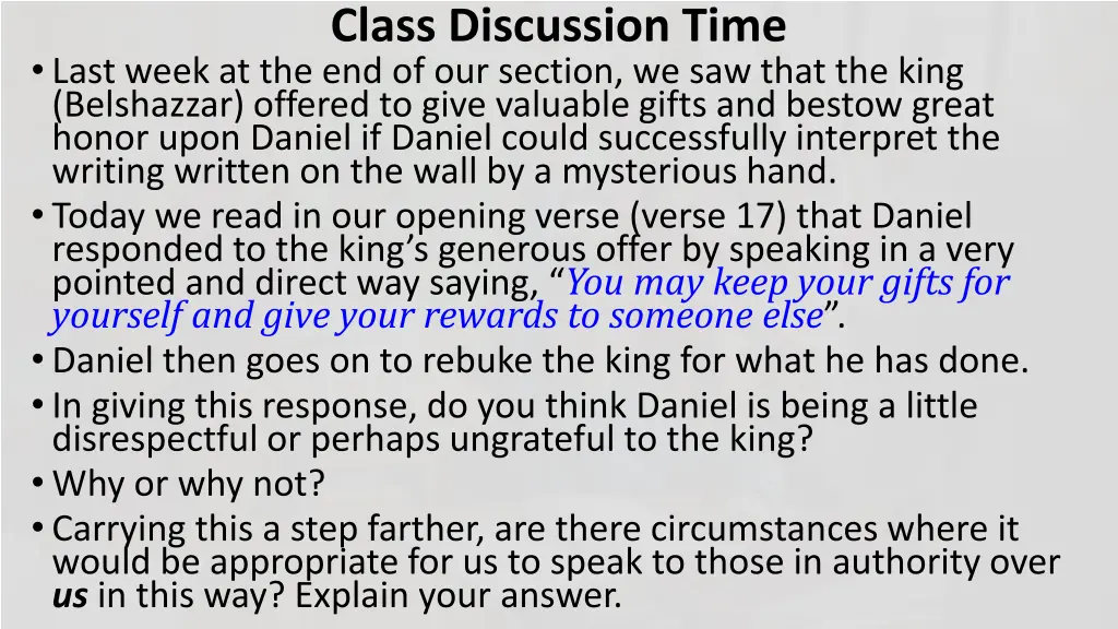class discussion time
