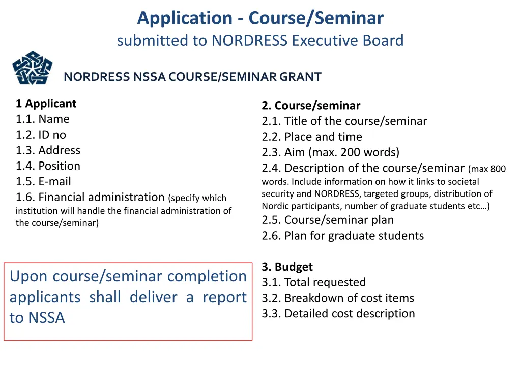 application course seminar submitted to nordress