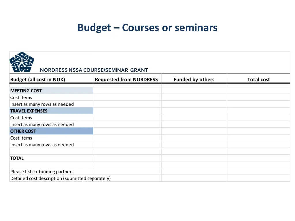 budget courses or seminars