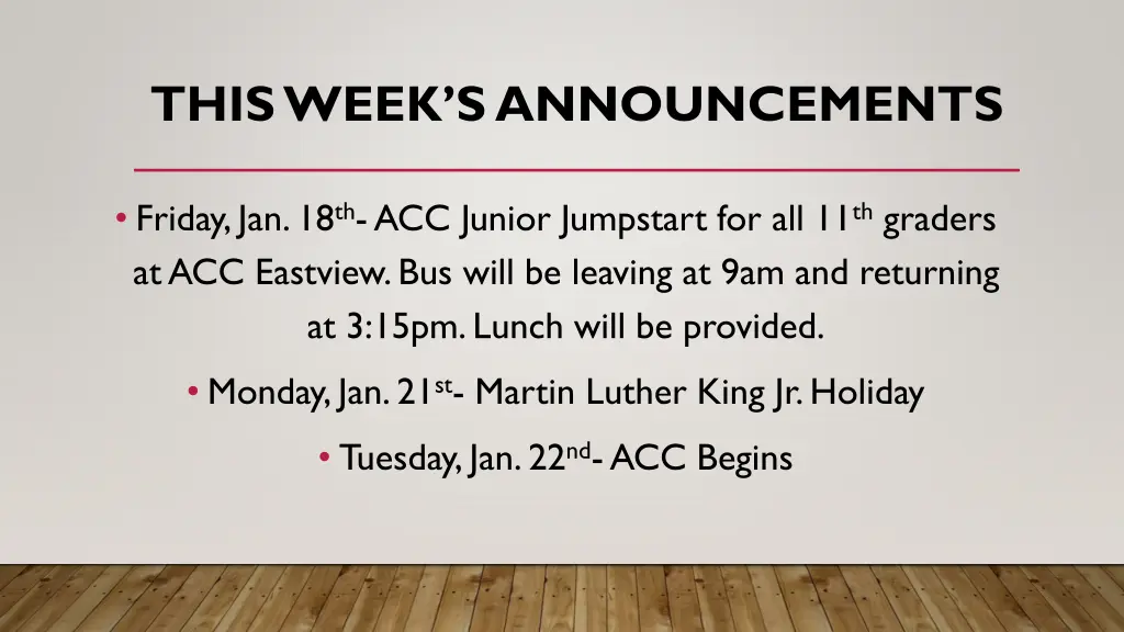 this week s announcements