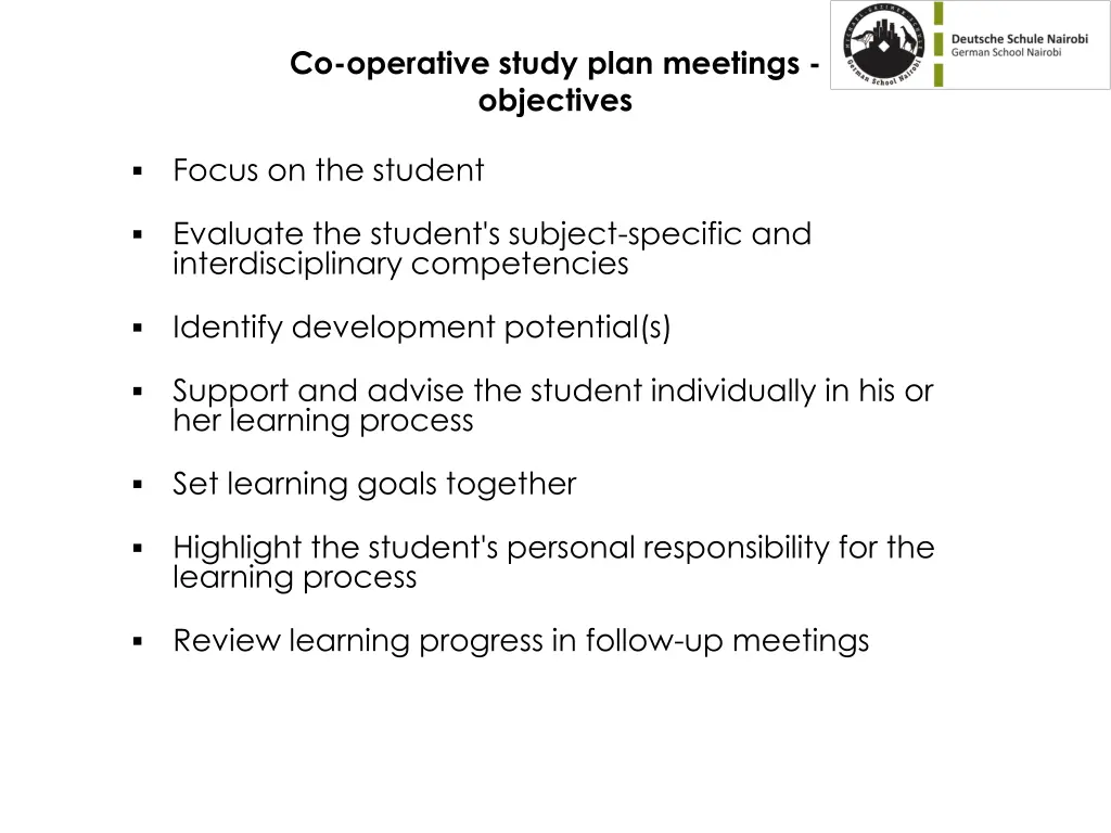 co operative study plan meetings objectives