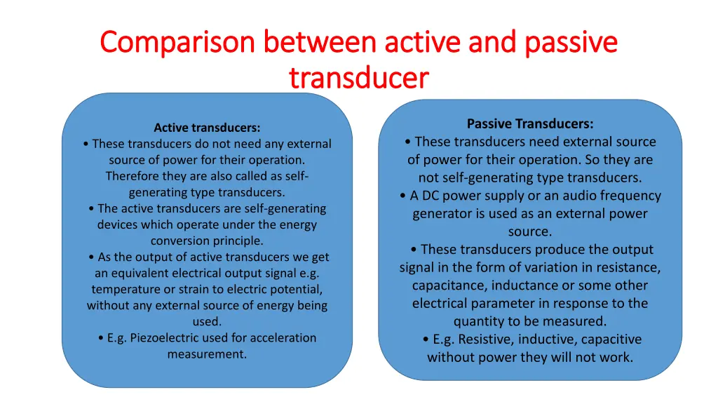 comparison between active and passive comparison