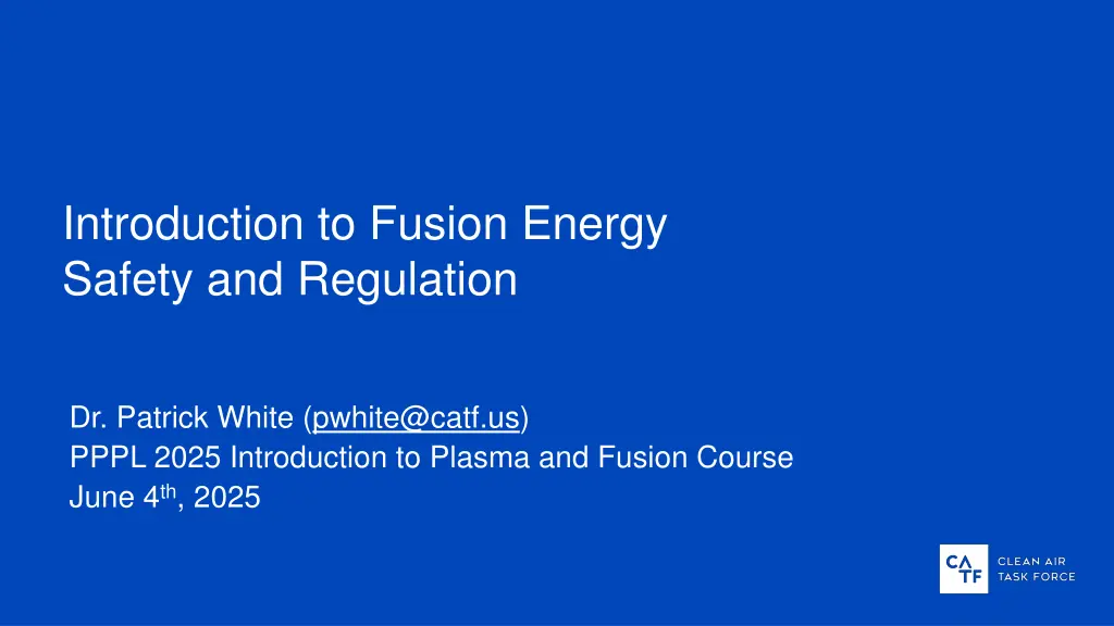 introduction to fusion energy safety