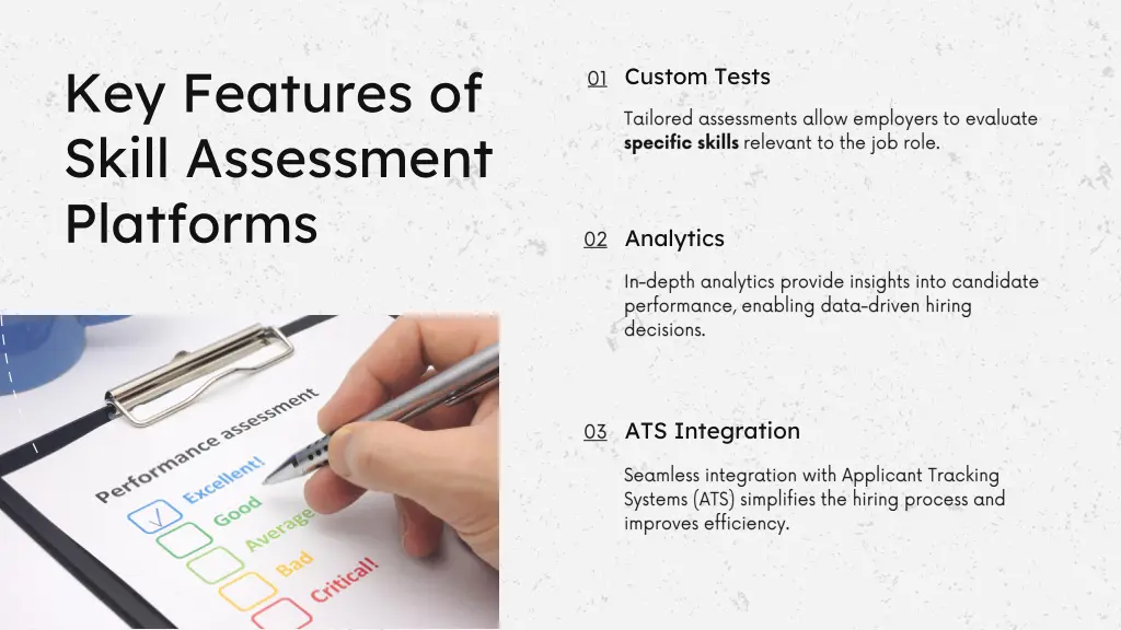 key features of skill assessment platforms