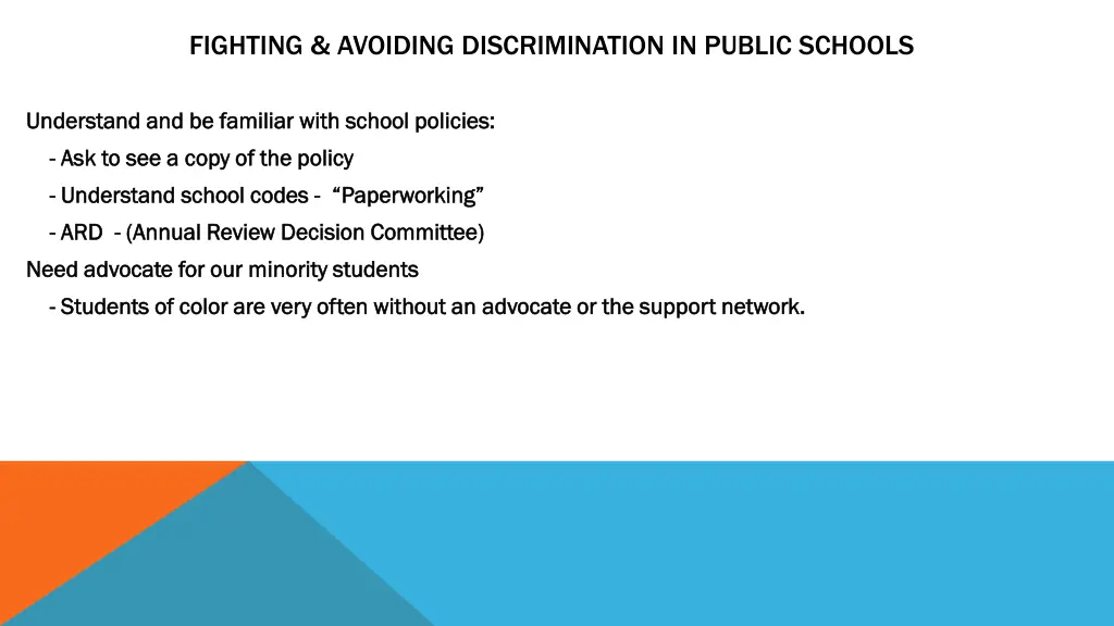 fighting avoiding discrimination in public schools 2